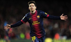 Barcelona's Lionel Messi celebrates a goal